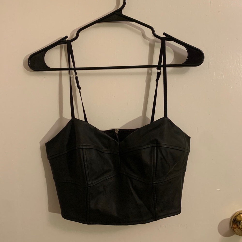 Express fake leather crop top